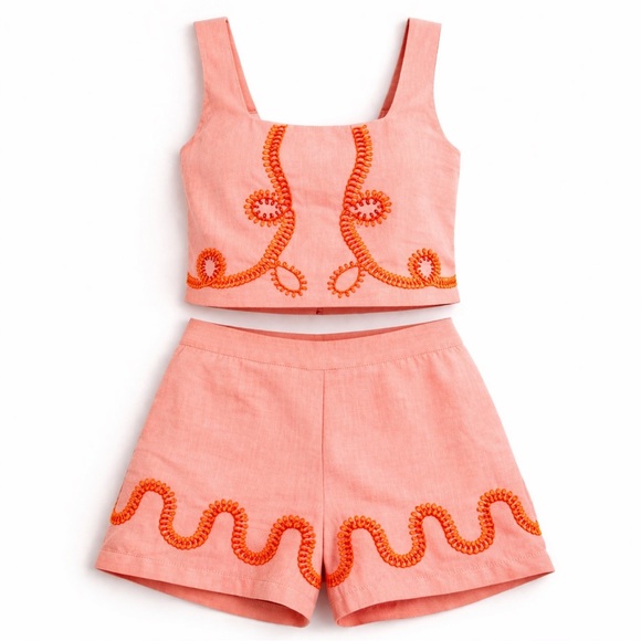 Anna Cate Pants - Anna Cate Cotton Embroidered Shorts Set Peach NWT Resort Size Medium